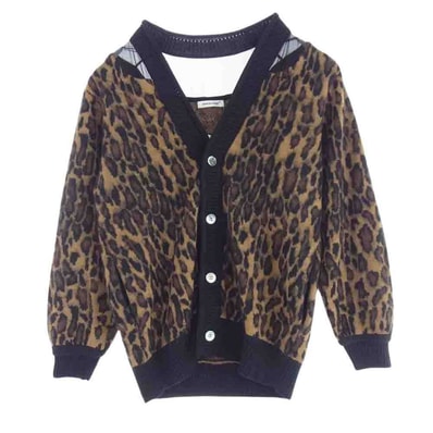 UNDERCOVER アンダーカバー カーディガン 23AW UP2C1905 ウール モヘア レオパ―ド ニット カーディガン ブラック系 ブラウン系 1【中古】