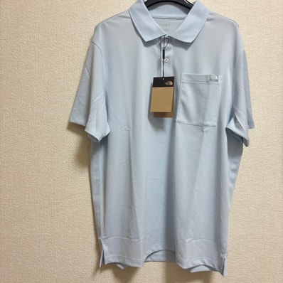 韓国限定 ノースフェイスM'S CMX POCKET S/S POLO 水色 L