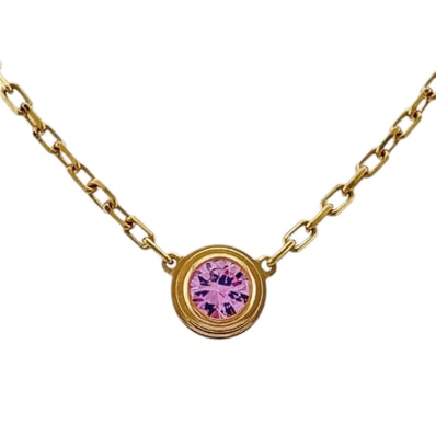 カルティエ ダムール ディアマンレジェ ネックレス 18金 K18ピンクゴールド ピンクサファイア レディース CARTIER 中古
