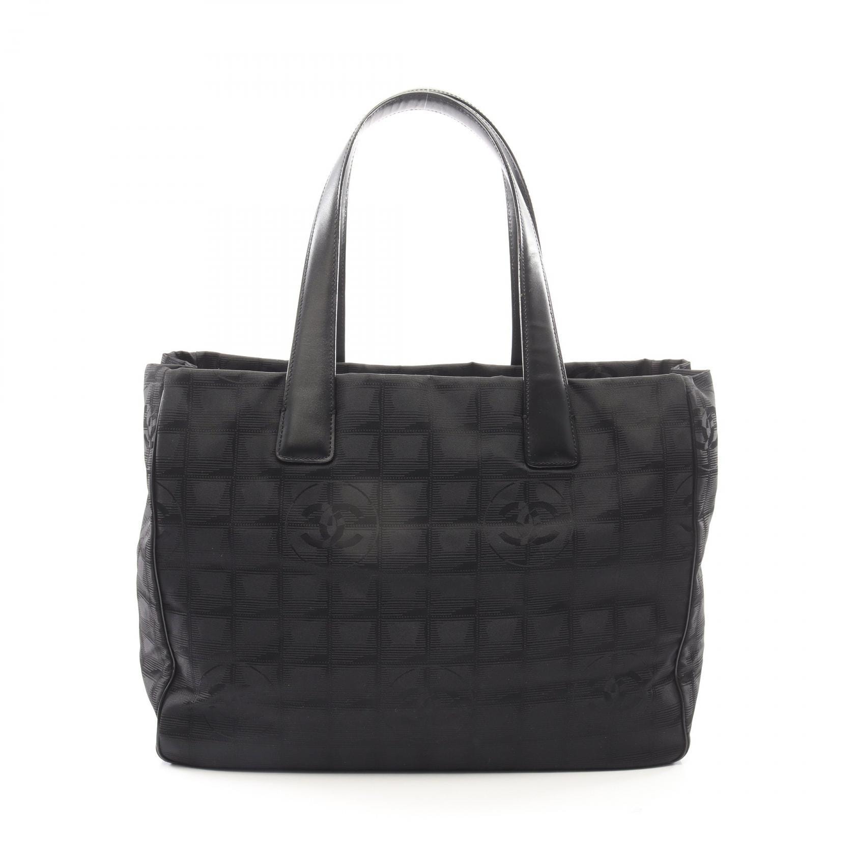 シャネル CHANEL ニュートラベルラインMM トートバッグ バッグ レザー ナイロンキャンバス レディース ブラック系 A15991 【中古】