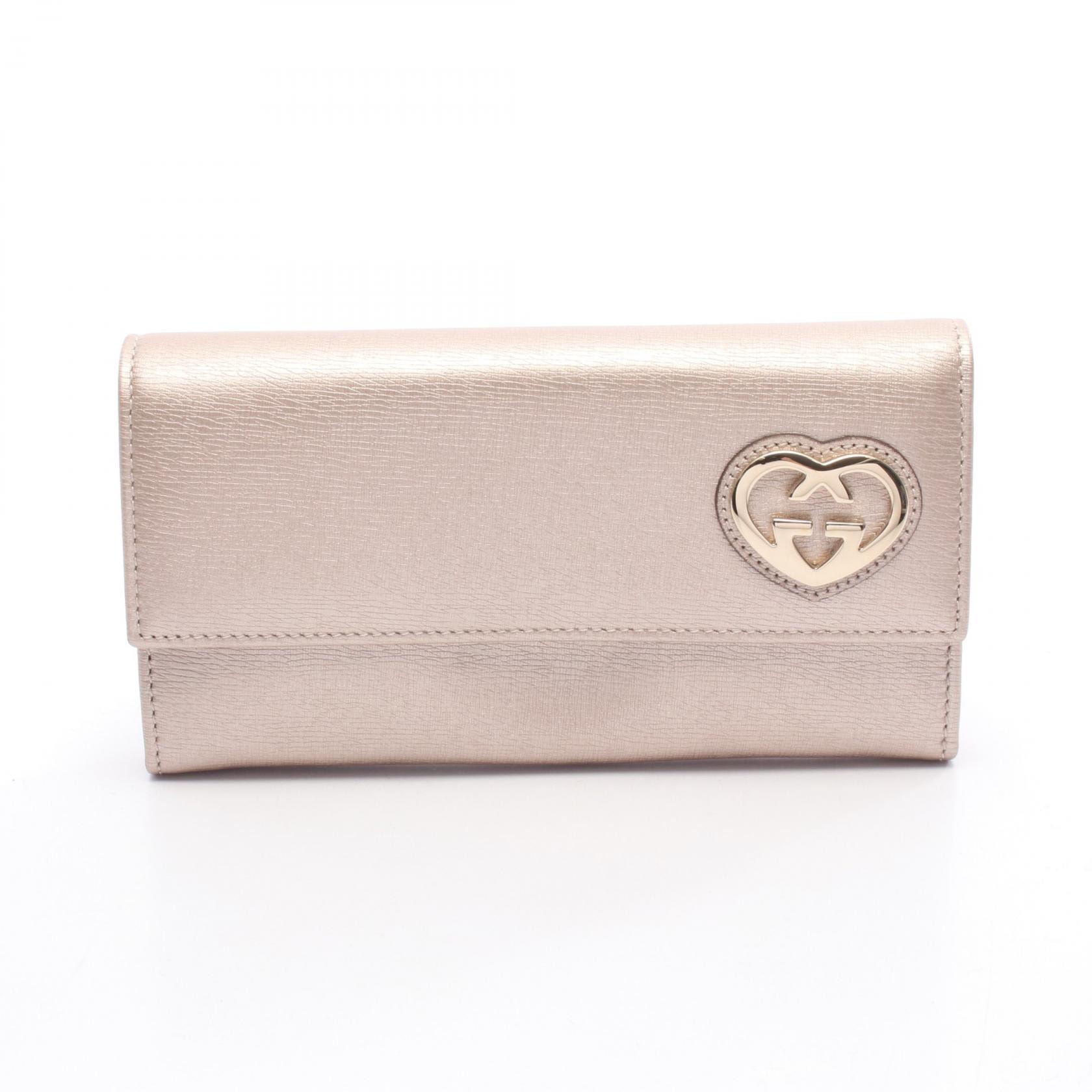 グッチ GUCCI ラブリー 二つ折り長財布 財布 レザー レディース ピンク系 251861 【中古】
