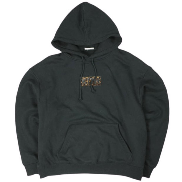KITH NYC キスニューヨークシティ 25AW Classic Logo Leopard Applique Nelson Hoodie クラシックロゴ レオパードアップリケ ネルソン フーディー 25070060004540 M Black パーカー