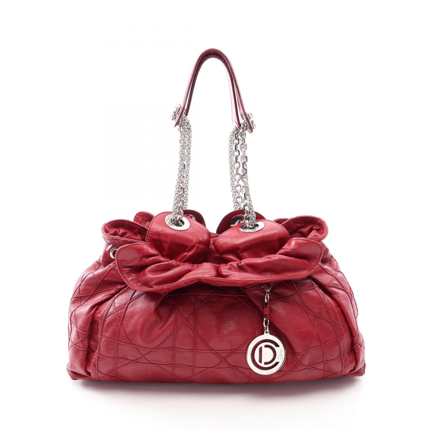 ディオール Dior ルトラント チェーンショルダー トートバッグ バッグ レザー レディース レッド系 【中古】