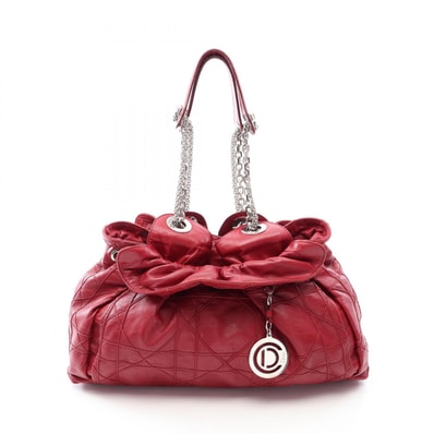 ディオール Dior ルトラント チェーンショルダー トートバッグ バッグ レザー レディース レッド系 【中古】