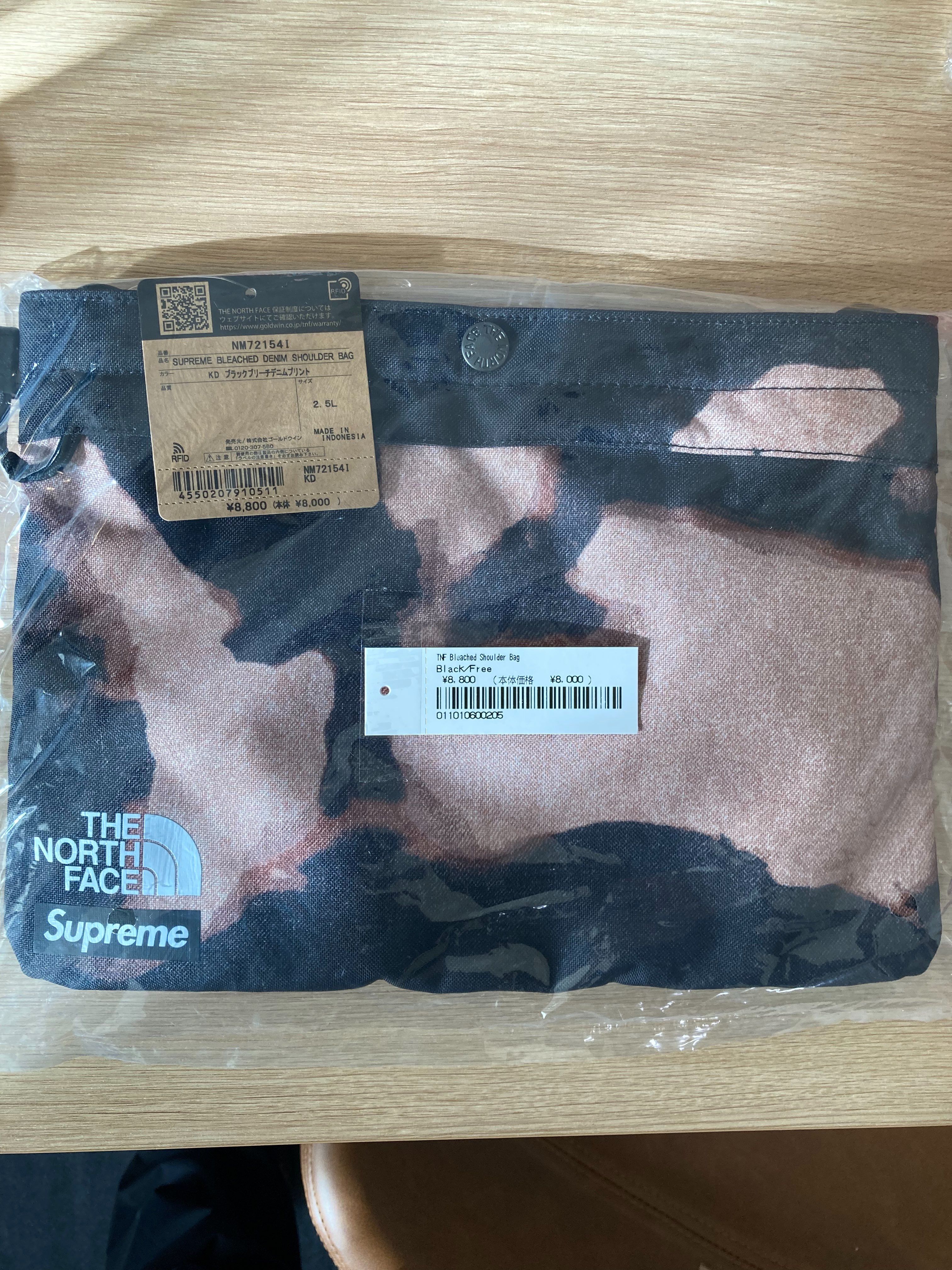 Supreme x The North Face Bleached Denim Print Shoulder Bag "Black"