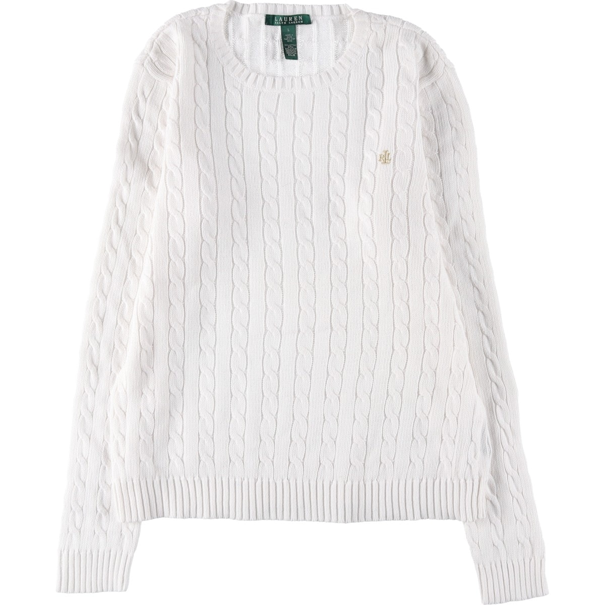 古着 ラルフローレン Ralph Lauren LAUREN ローレン ケーブル編み コットンニットセーター レディースL相当/eaa390519