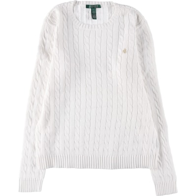古着 ラルフローレン Ralph Lauren LAUREN ローレン ケーブル編み コットンニットセーター レディースL相当/eaa390519