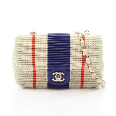 シャネル CHANEL ミニマトラッセ20 プリーツ ショルダーバッグ バッグ レザー レディース アイボリー系 / マルチカラー A69900 【中古】
