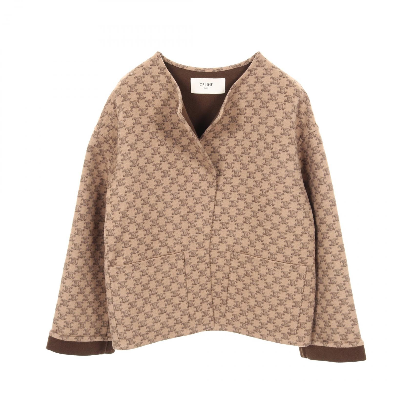 セリーヌ CELINE トリオンフ 衣料品 アウター ウール レディース ベージュ系 / ブラウン系 【中古】