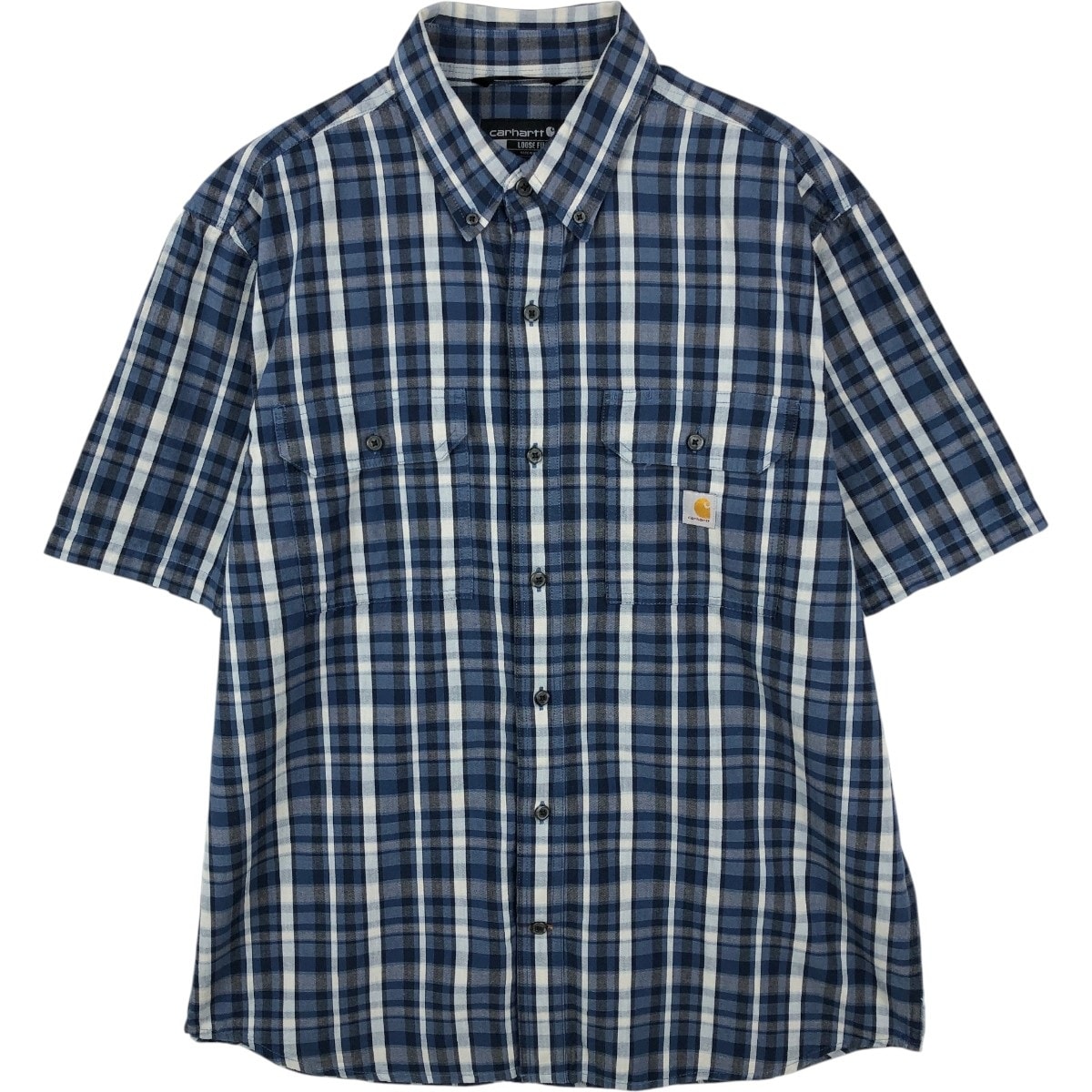 古着 カーハート Carhartt Loose Fit チェック柄 半袖 ワークシャツ メンズL相当/eaa668086
