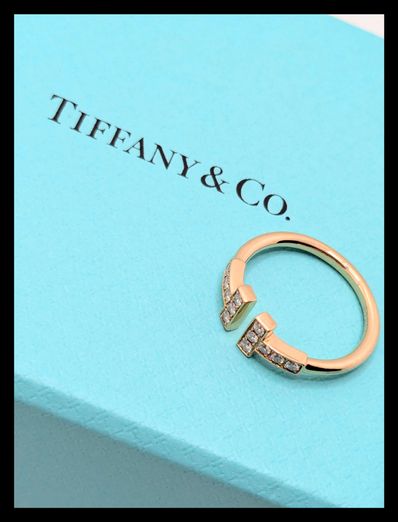 ティファニー Tワイヤー ダイヤリング Au750YG 7号