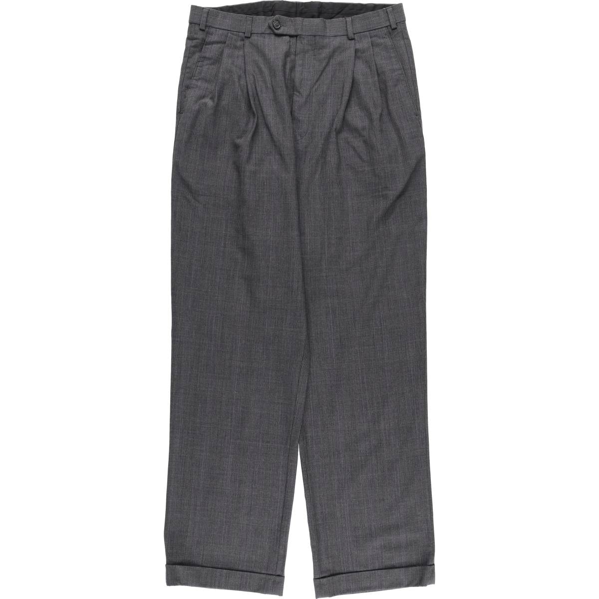 古着 ブルックスブラザーズ Brooks Brothers 346 STRETCH グレンチェック ツータック ウールパンツ スラックス メンズw34相当/eaa459711