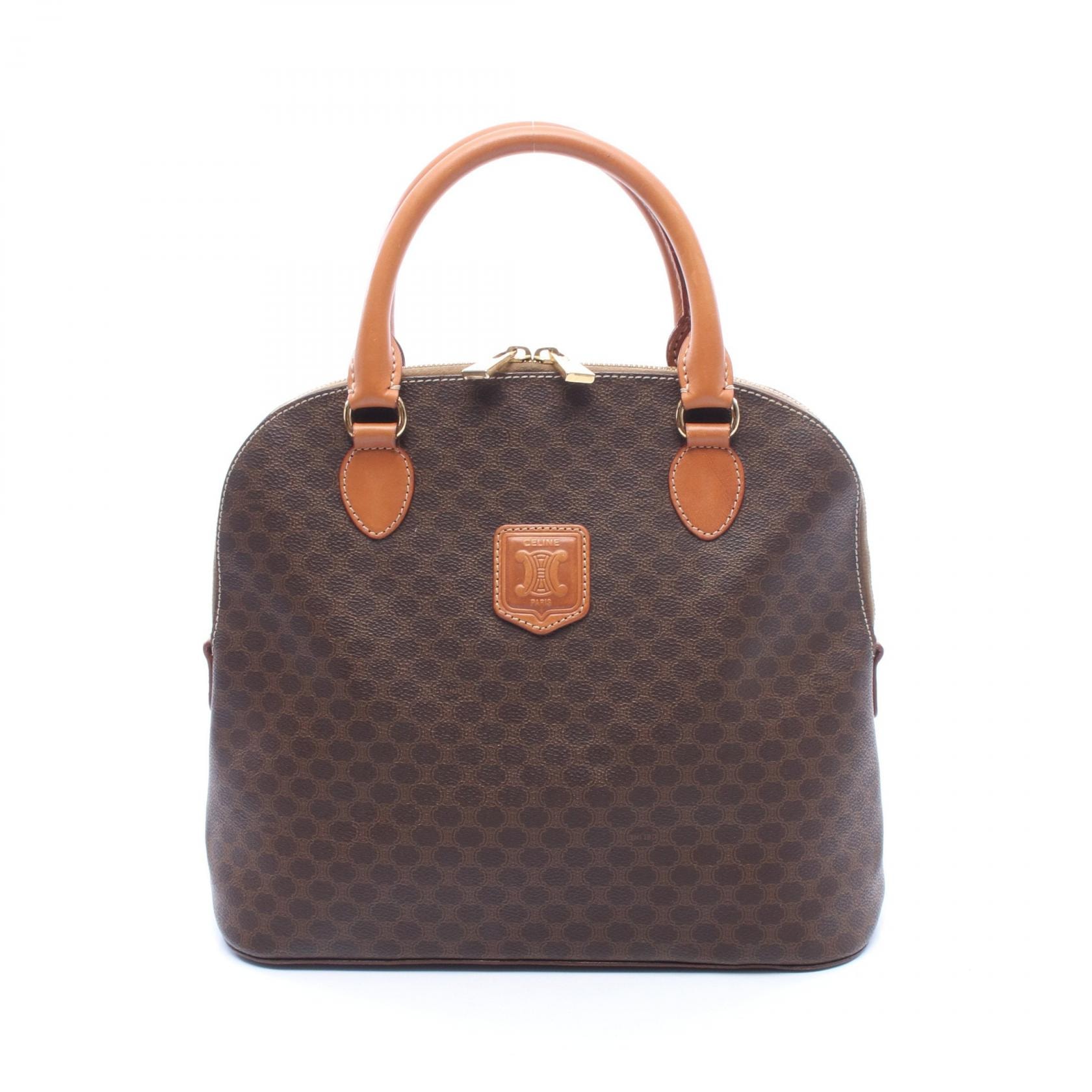 セリーヌ CELINE マカダム ハンドバッグ ハンドバッグ バッグ PVCコーティングキャンバス レザー レディース ブラウン系 【中古】