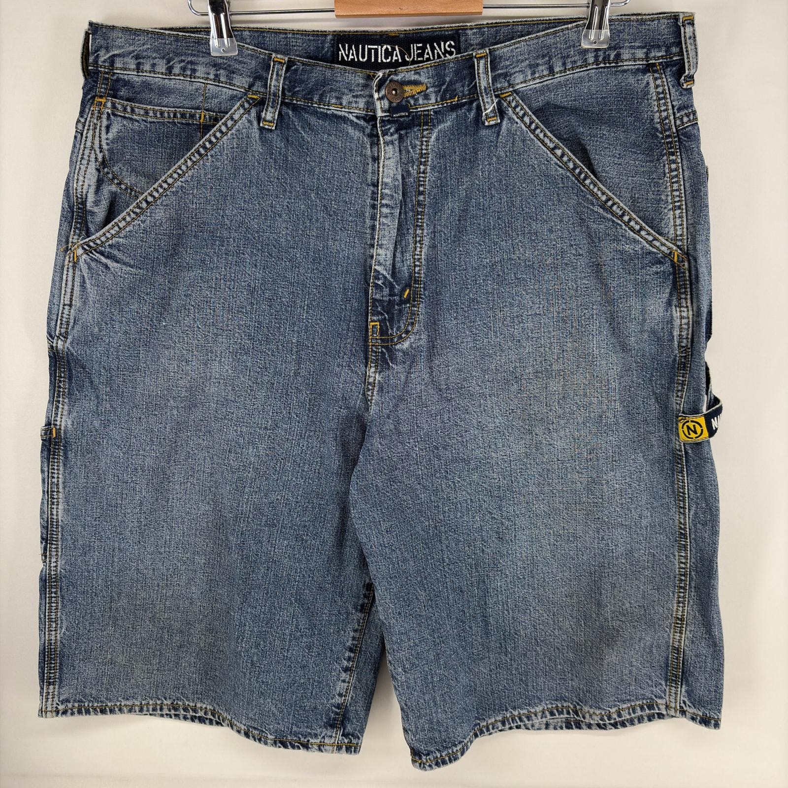 古着 ノーティカ NAUTICA デニム パンツ ペインター ショーツ ハーフパンツ ペインター ハンマーループ ジーンズ w38  ブルー系 メンズ