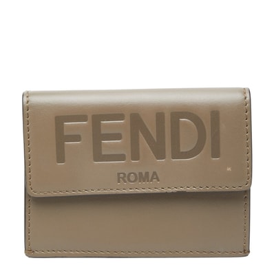 フェンディ 三つ折り財布 コンパクトウォレット 8M0395 グレージュ レザー レディース FENDI 【中古】