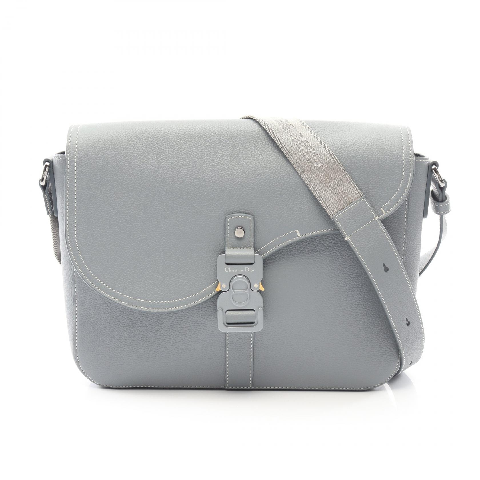 ディオール Dior SADDLE サドル ショルダーバッグ バッグ レザー メンズ グレー系 【中古】