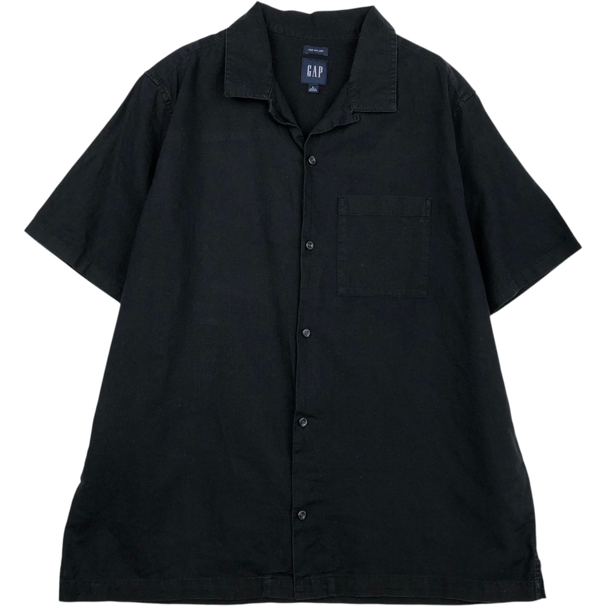 古着 ギャップ GAP 半袖 オープンカラー コットン×リネンシャツ ボックスシャツ メンズL相当/eaa639504