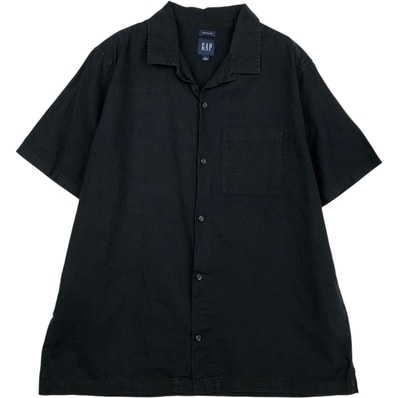 古着 ギャップ GAP 半袖 オープンカラー コットン×リネンシャツ ボックスシャツ メンズL相当/eaa639504