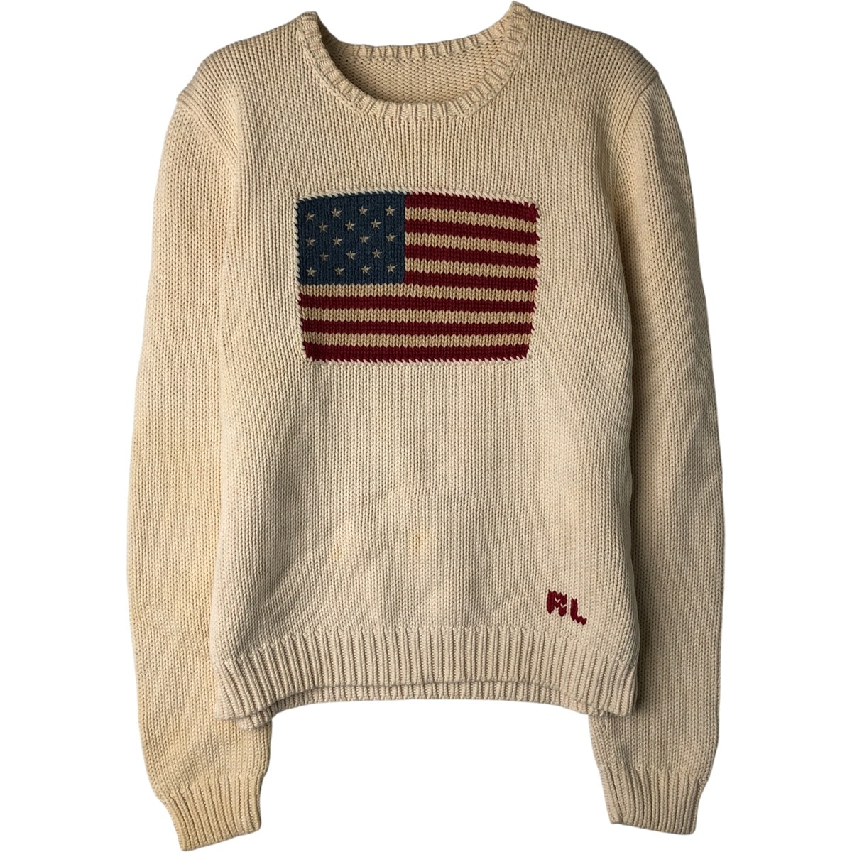 古着 ラルフローレン Ralph Lauren 星条旗柄 コットンニットセーター レディースS相当/eaa399863