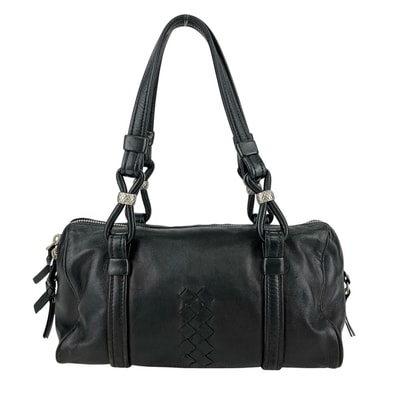BOTTEGAVENETA ボッテガヴェネタ ミニボストン ハンドバッグ 137344 ラムスキン ブラック レディース【中古】