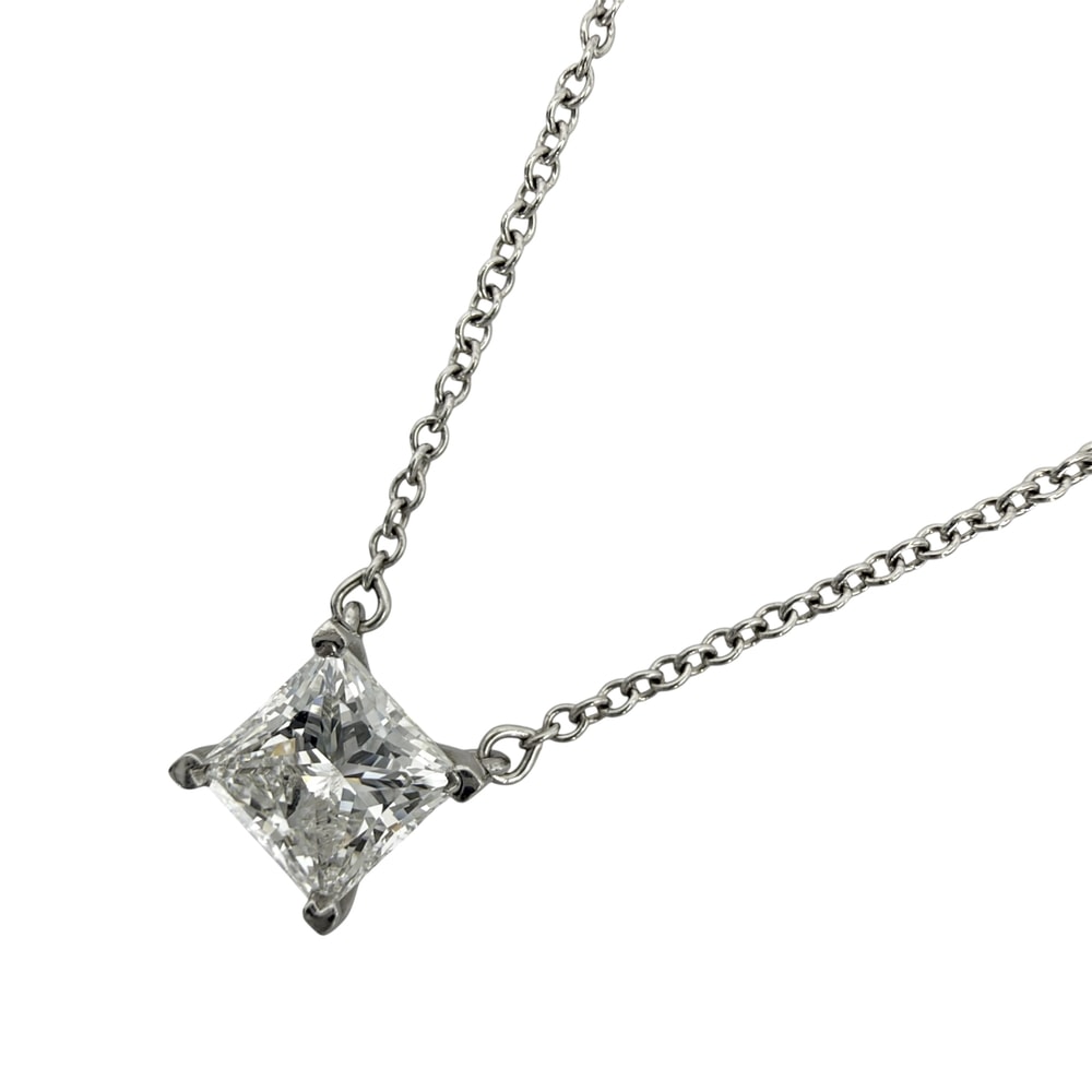 TIFFANY&Co. ティファニー ネックレス スクエア ペンダント ジュエリー アクセサリー Pt950プラチナ ダイヤモンド0.78ct レディース 約2.8g 美品【中古品】