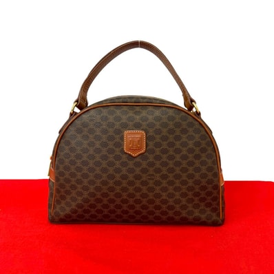 CELINE セリーヌ マカダム ブラゾン トリオンフ ロゴ レザー PVC ハンドバッグ ブラウン
23324