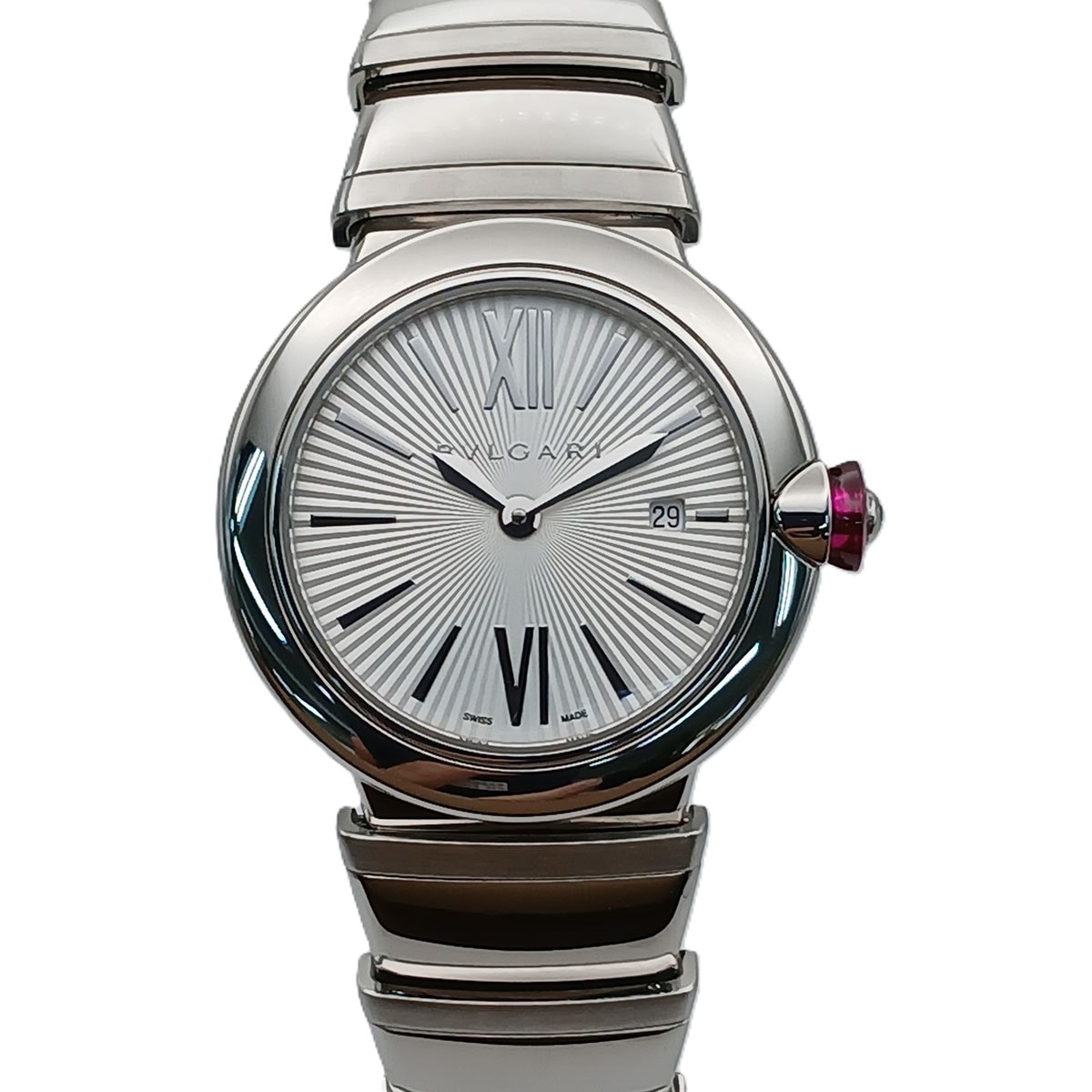 BVLGARI ブルガリ ルチェア LVCA 自動巻き 1P 28mm シェル文字盤 腕時計 LU28C6SSD ステンレススチール シルバー クオーツ  レディース【中古】