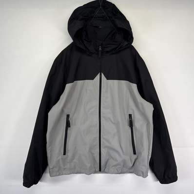 古着 ティンバーランド Timberland ナイロンジャケット フルジップ 大きいサイズ 収納付きフード ワンポイントロゴ XL ブラック メンズ