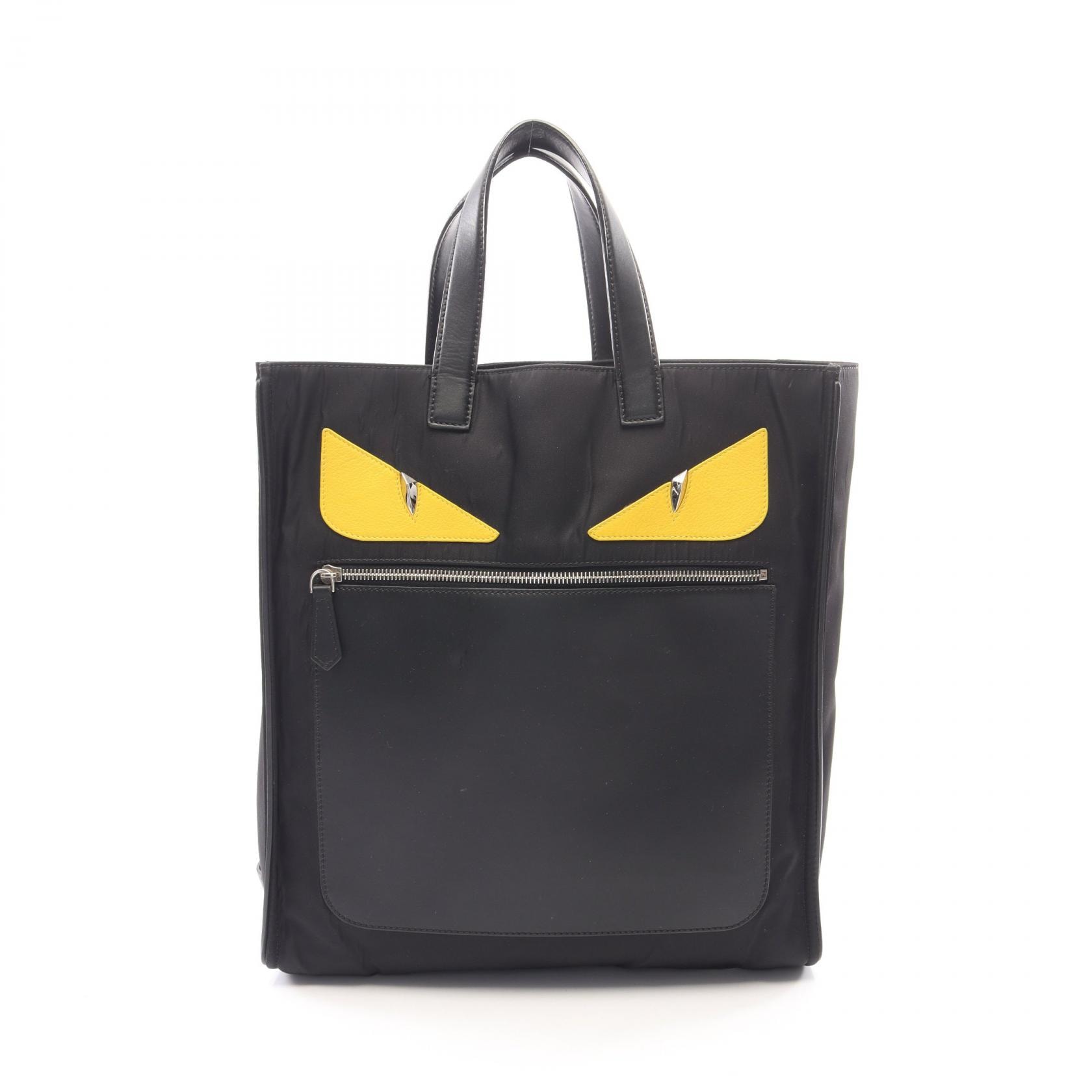 フェンディ FENDI バッグバグズ モンスター トートバッグ バッグ ナイロン レザー メンズ ブラック系 / イエロー系 7VA367-O7E 【中古】