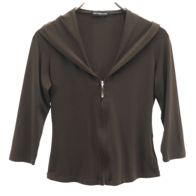 FOXEY NEW YORK フォクシーニューヨーク 日本製 長袖 ジップアップ カットソー ブラウン フーディー