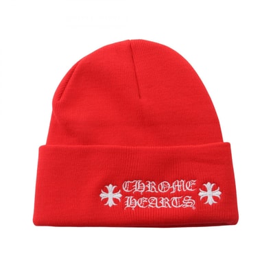 クロムハーツ CHROME HEARTS WATCH CAP ニットキャップ 帽子 アクリル メンズ レディース レッド系 【中古】