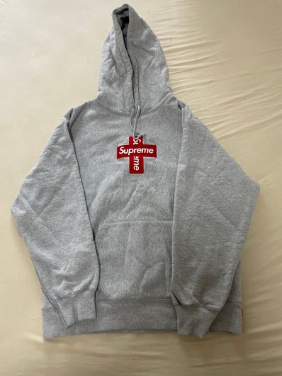 Supreme Cross Box Logo Hooded Sweatshirt "Grey"
