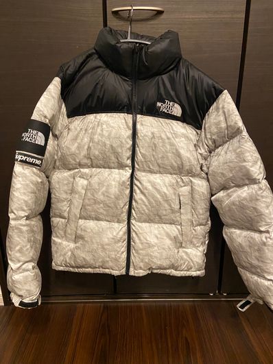 Supreme x The North Face Nuptse Jacket "White Paper Print"