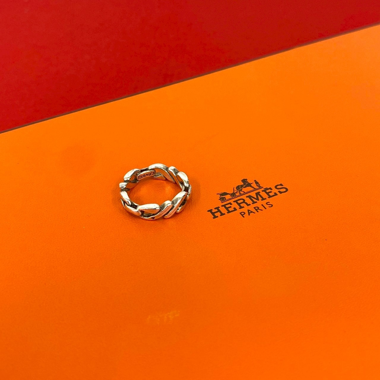 HERMES エルメス チェーン モチーフ シルバー800 リング・指輪 8号 シルバー
 33287