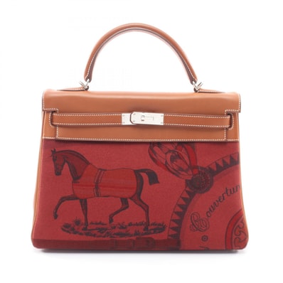 エルメス HERMES ケリー32 アマゾン 2WAY 内縫い ハンドバッグ バッグ レザー トワルクーベル / ヴォーバレニア ヴォーバレニア ルージュアッシュ □N刻印(2010年製造) レディース ボルドー系 / ブラウン系 /