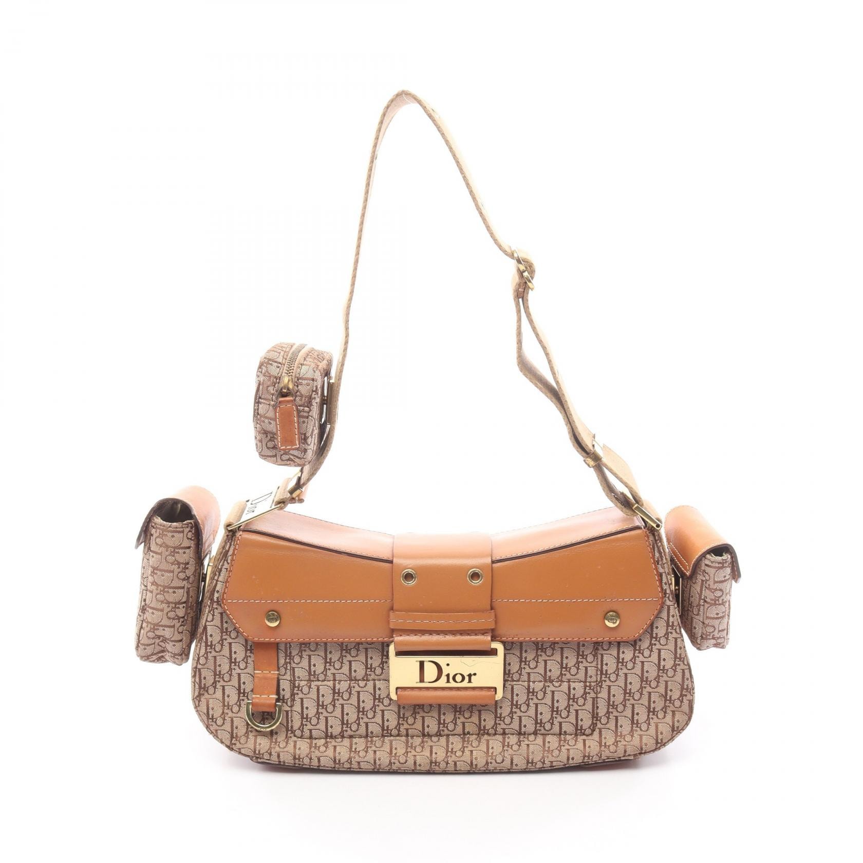 ディオール Dior ストリートシック トロッター ショルダーバッグ バッグ キャンバス レザー レディース ベージュ系 / ブラウン系 【中古】