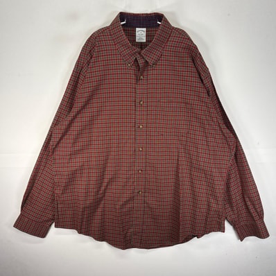 古着 ブルックスブラザーズ Brooks Brothers 長袖シャツ ボタンダウン 胸ポケット 2XL レッド系 チェック メンズ