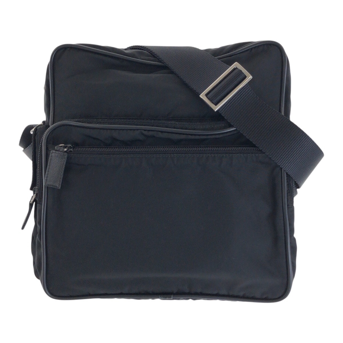 美品 PRADA プラダ テスート 三角ロゴプレート ブラック 黒 シルバー金具 ナイロン ショルダーバッグ メッセンジャーバッグ 505671 【中古】