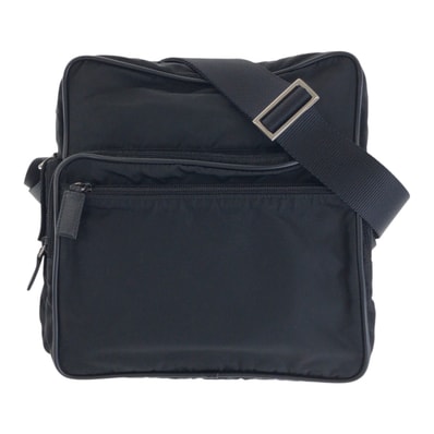 美品 PRADA プラダ テスート 三角ロゴプレート ブラック 黒 シルバー金具 ナイロン ショルダーバッグ メッセンジャーバッグ 505671 【中古】