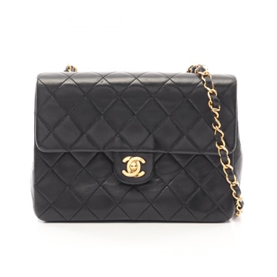 シャネル CHANEL ミニマトラッセ20 ショルダーバッグ バッグ ラムスキン(羊革) レディース ブラック系 【中古】