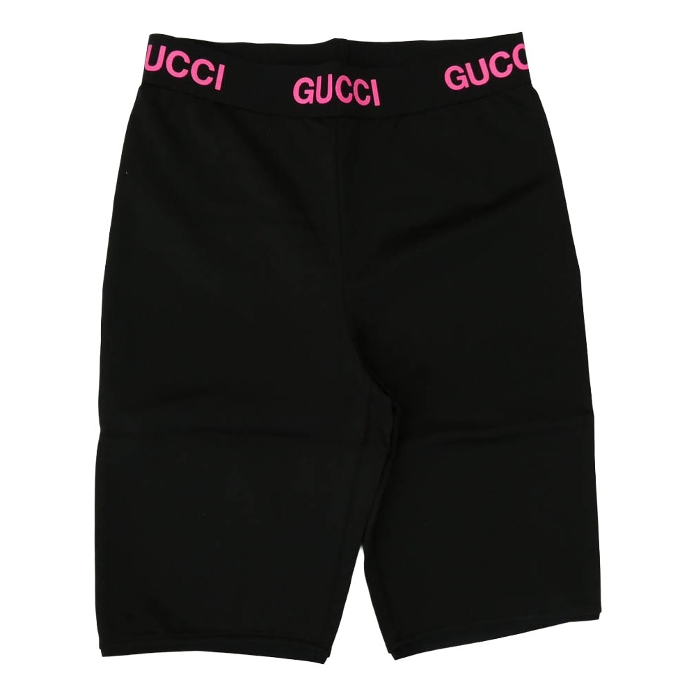 GUCCI グッチ パンツ 688421 XJDS5 イタリア製 リブロゴ  テクニカルジャージー バイカー ショートパンツ ショーツ レギンス ブラック系 XS【新古品】【未使用】【中古】
