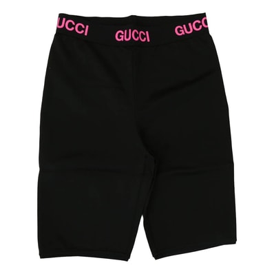 GUCCI グッチ パンツ 688421 XJDS5 イタリア製 リブロゴ テクニカルジャージー バイカー ショートパンツ ショーツ レギンス ブラック系 XS【新古品】【未使用】【中古】