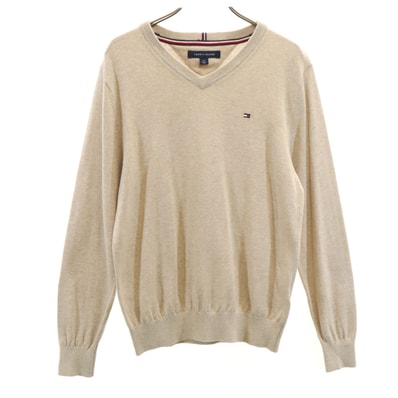 TOMMY HILFIGER トミーヒルフィガー 長袖 Vネック ニット S ベージュ セーター
