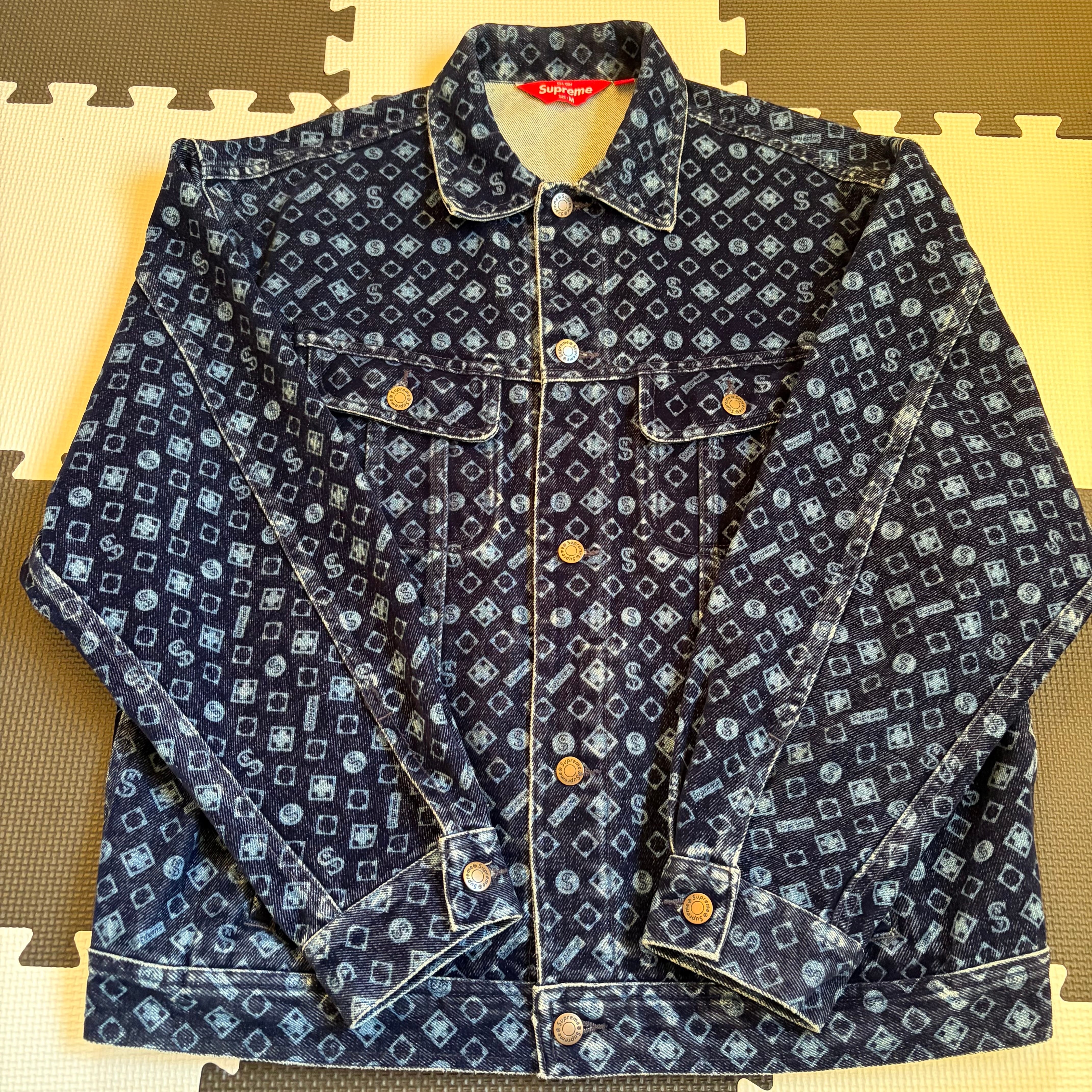 Supreme Flocked Denim Trucker Jacket "Blue"