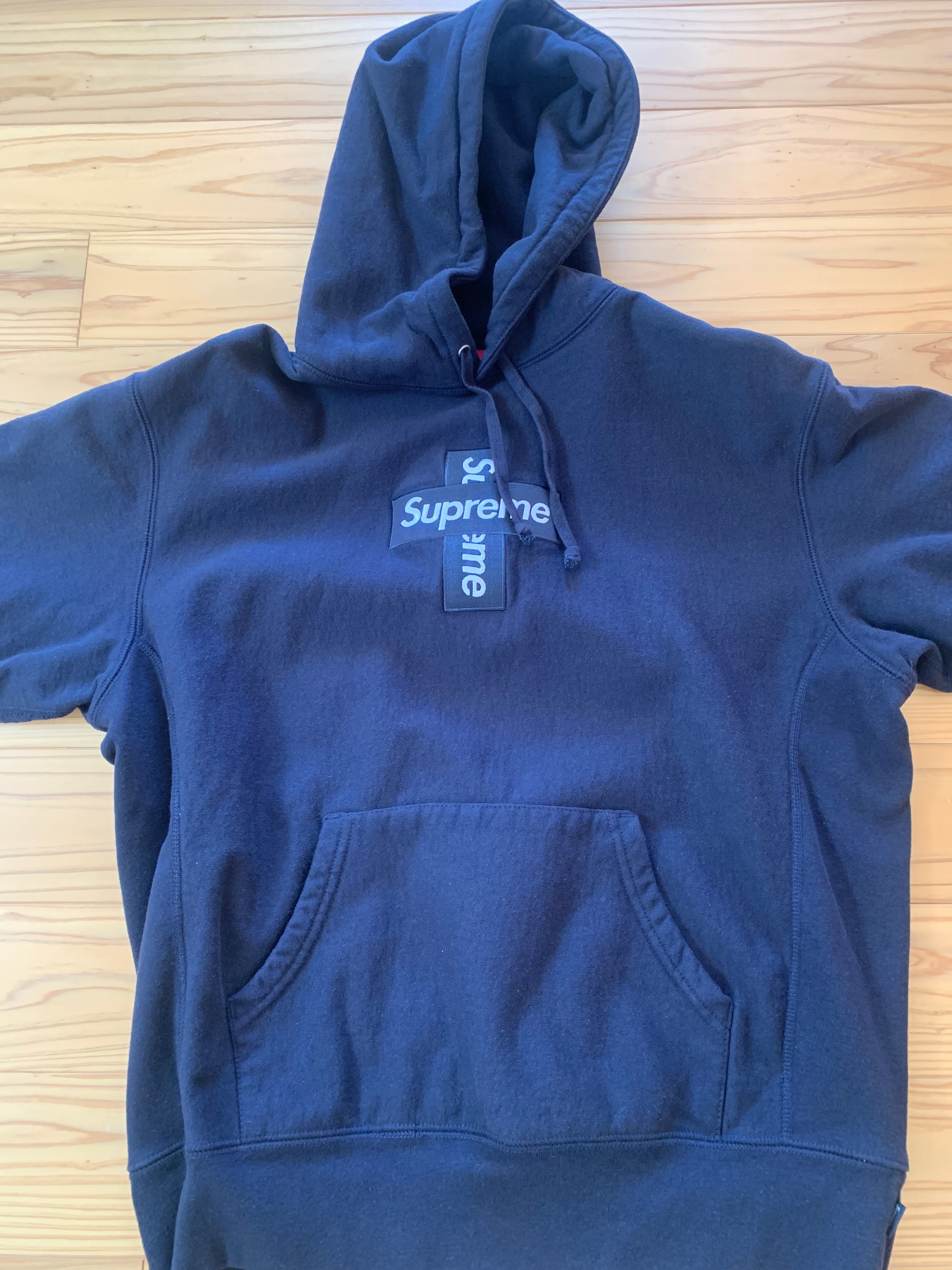 Supreme Cross Box Logo Hooded Sweatshirt "Navy"