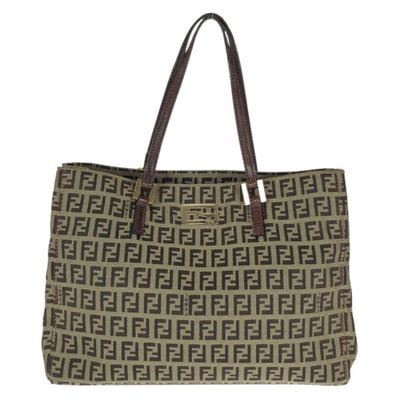 美品 FENDI フェンディ ヴィンテージ ズッキーノ ベージュ ブラウン ゴールド金具 キャンバス レザー/ ミニトートバッグ ハンドバッグ 600967 【中古】