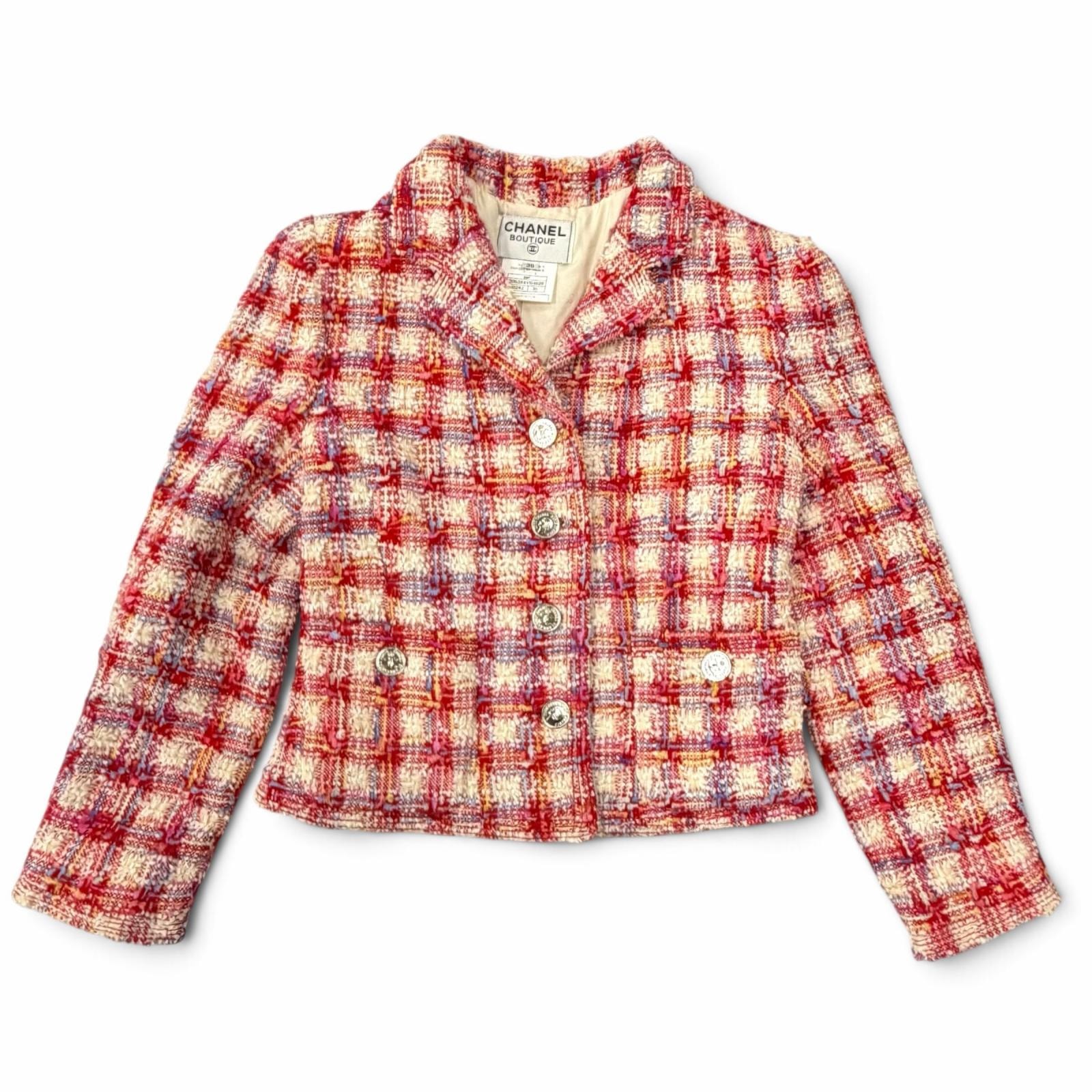 極美品 シャネル ココボタン ツイード ジャケット 36 96P P06384