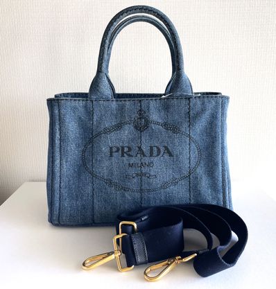 PRADA Denim Fabric Tote Bag "Navy"