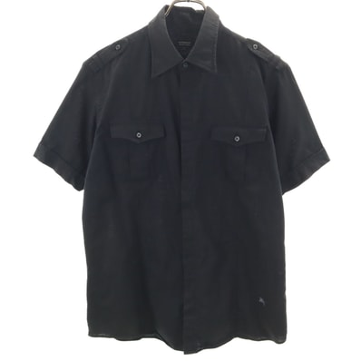 BURBERRY BLACK LABEL バーバリーブラックレーベル 半袖 ミリタリーシャツ 3 ブラック 三陽商会