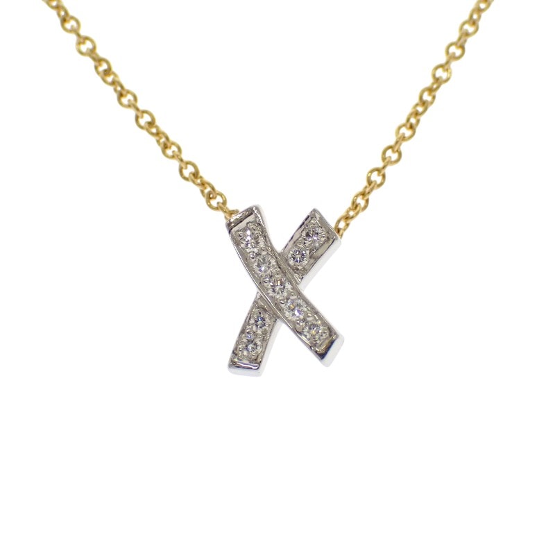 ティファニー TIFFANY&Co. パロマ・ピカソ キス クロス ネックレス K18イエローゴールド Pt950プラチナ ダイヤモンド レディース【中古】【Aランク】